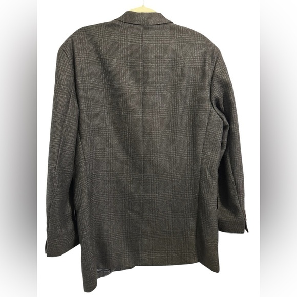 Chaps Ralph Lauren 100% Wool Black Gray Checkered Jacquard Blazer Suit Jacket 42 - Picture 3 of 13